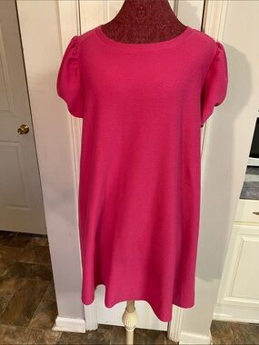 Crown & Ivey XL Bright Pink Short Sleeve Shift Dress Barbiecore
